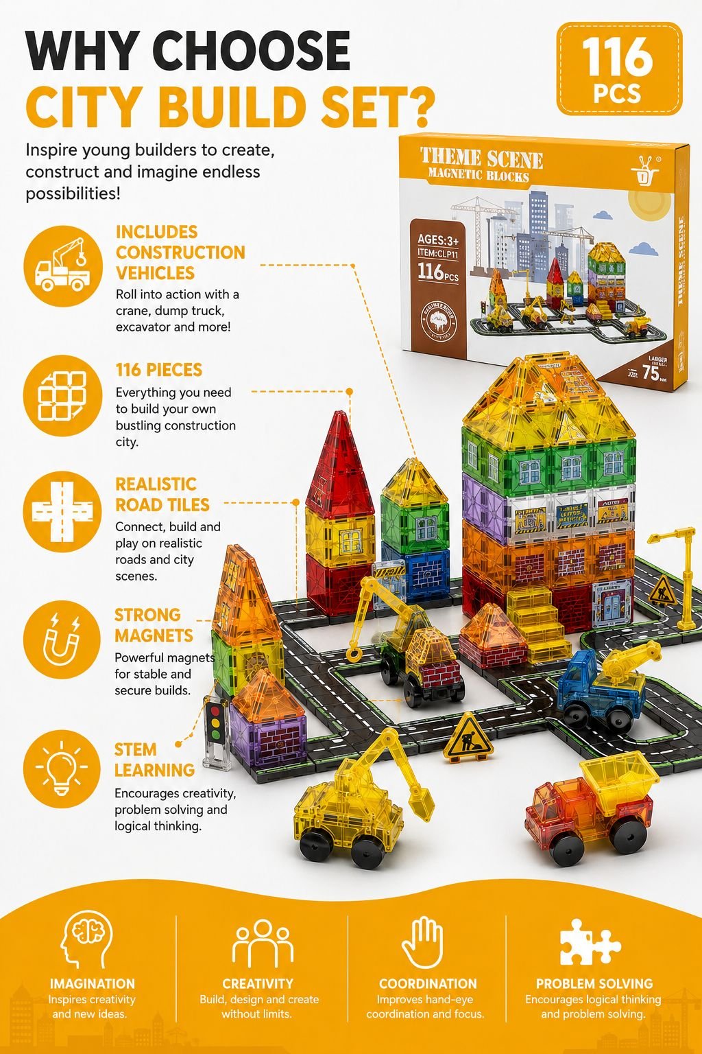 speelplay magnetic tiles city construction set 116 pcs 3 speelplay magnetic tiles city construction set 116 pcs 3