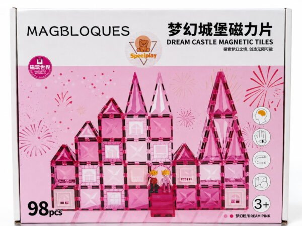 speelplay magnetic tiles dream castle pink set a