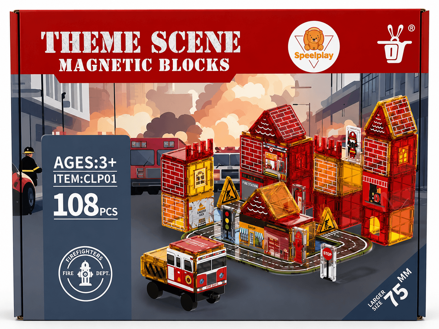 speelplay magnetic tiles firefighter set 108 pcs a speelplay magnetic tiles firefighter set 108 pcs a