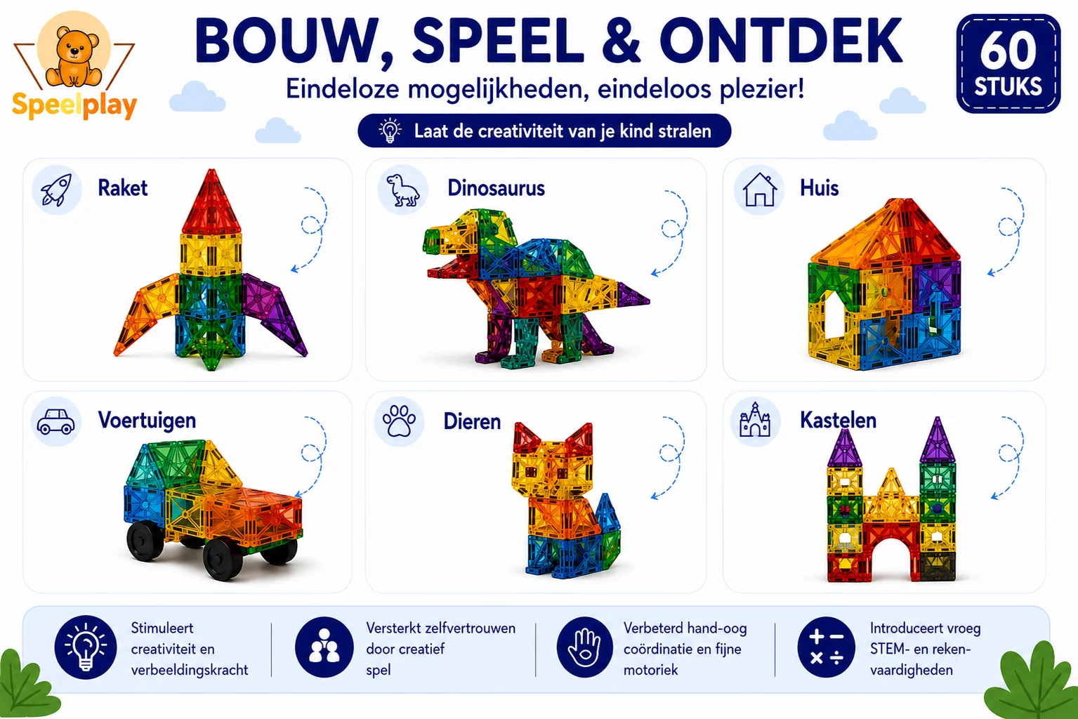 Magnetic Tiles Set - 60-teilig – Bild 2