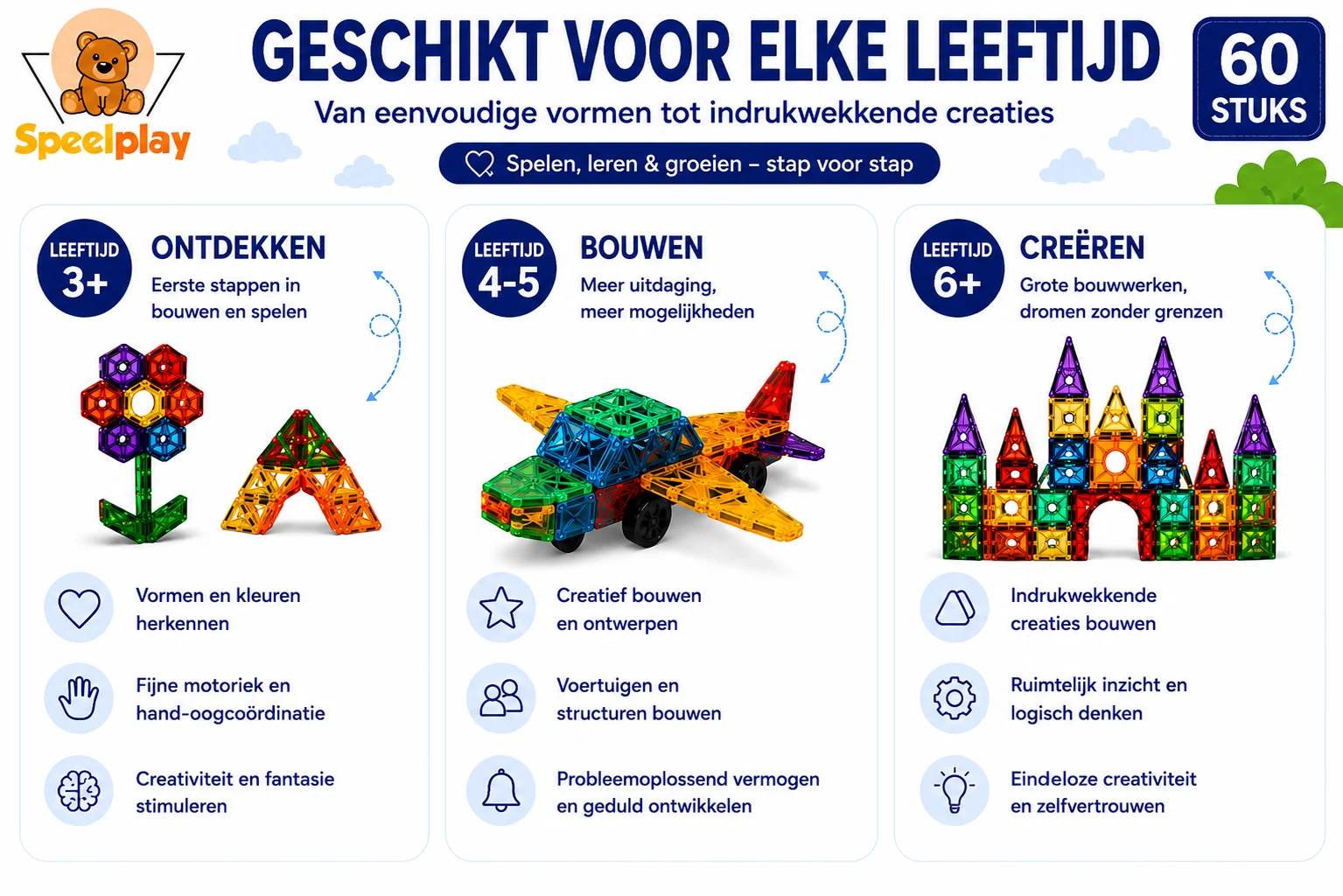 Magnetic Tiles Set - 60-teilig – Bild 3