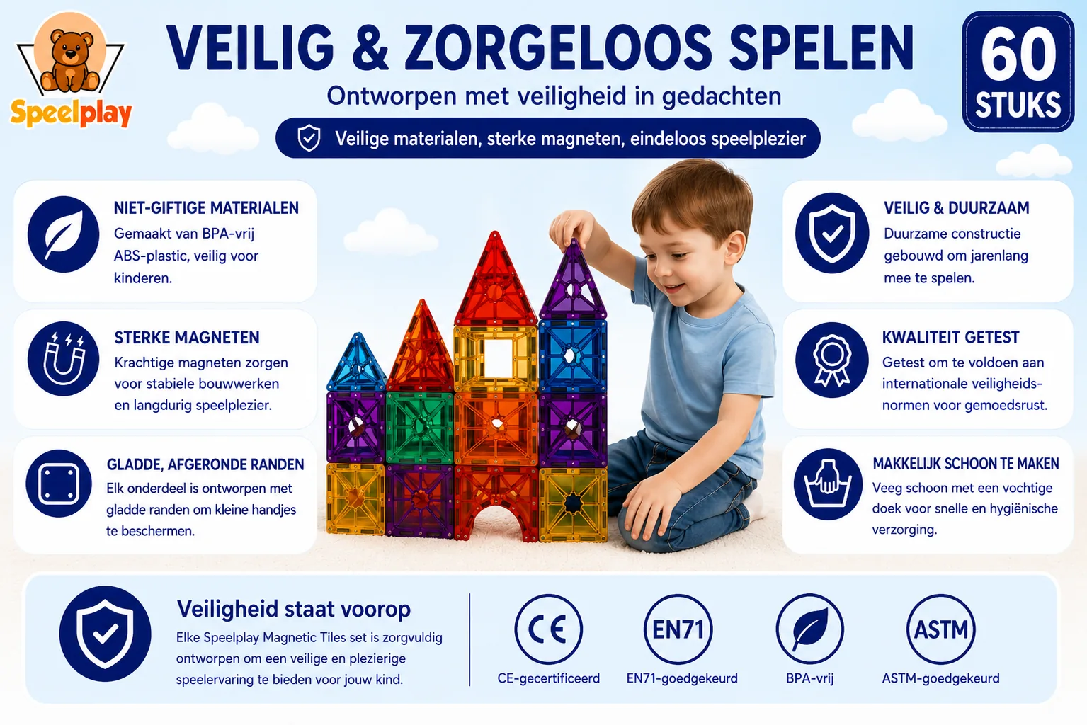 Magnetic Tiles Set - 60-teilig – Bild 5
