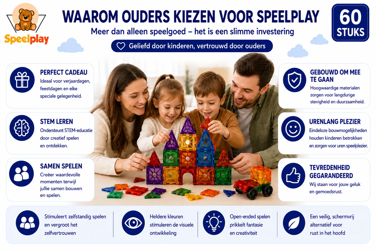 Magnetic Tiles Set - 60-teilig – Bild 6