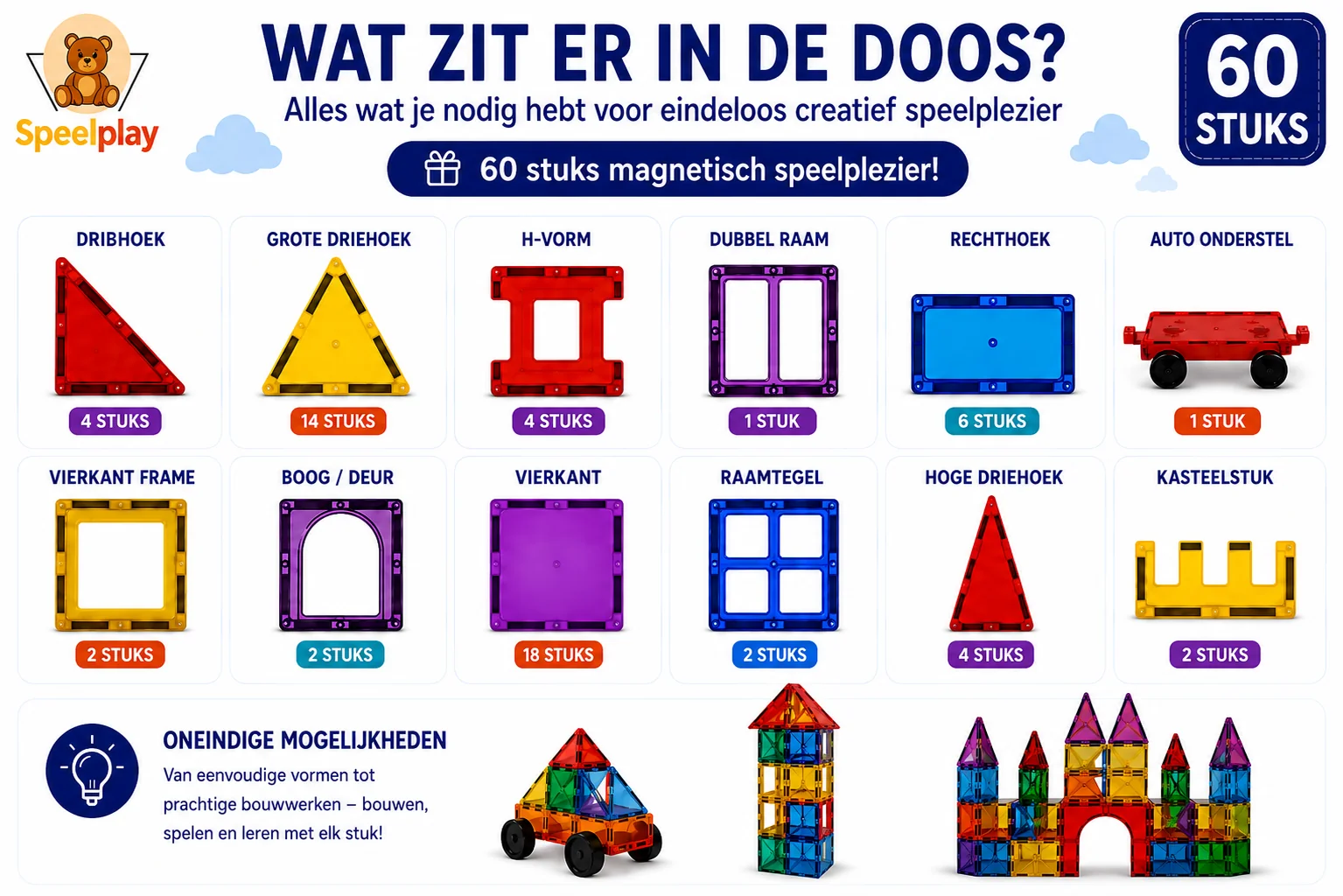 Magnetic Tiles Set - 60-teilig – Bild 7