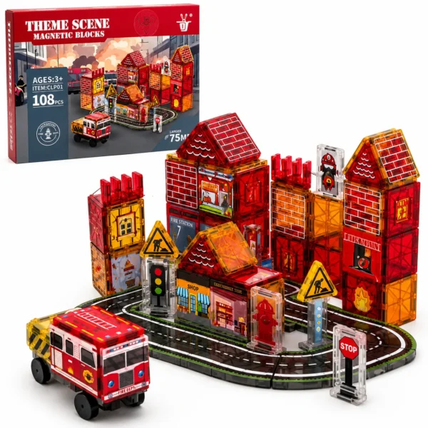 Magnetbausteine Feuerwehr-Set – 108-teilig