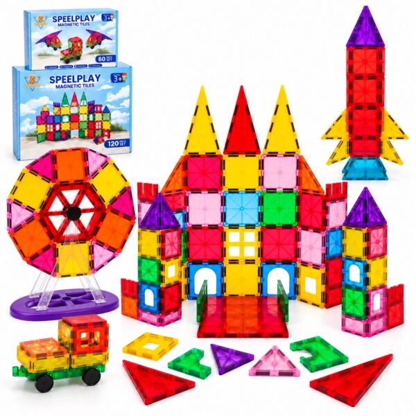 Speelplay magnetische Bausteine 180 Teile mit Riesenrad, Burg und Rakete