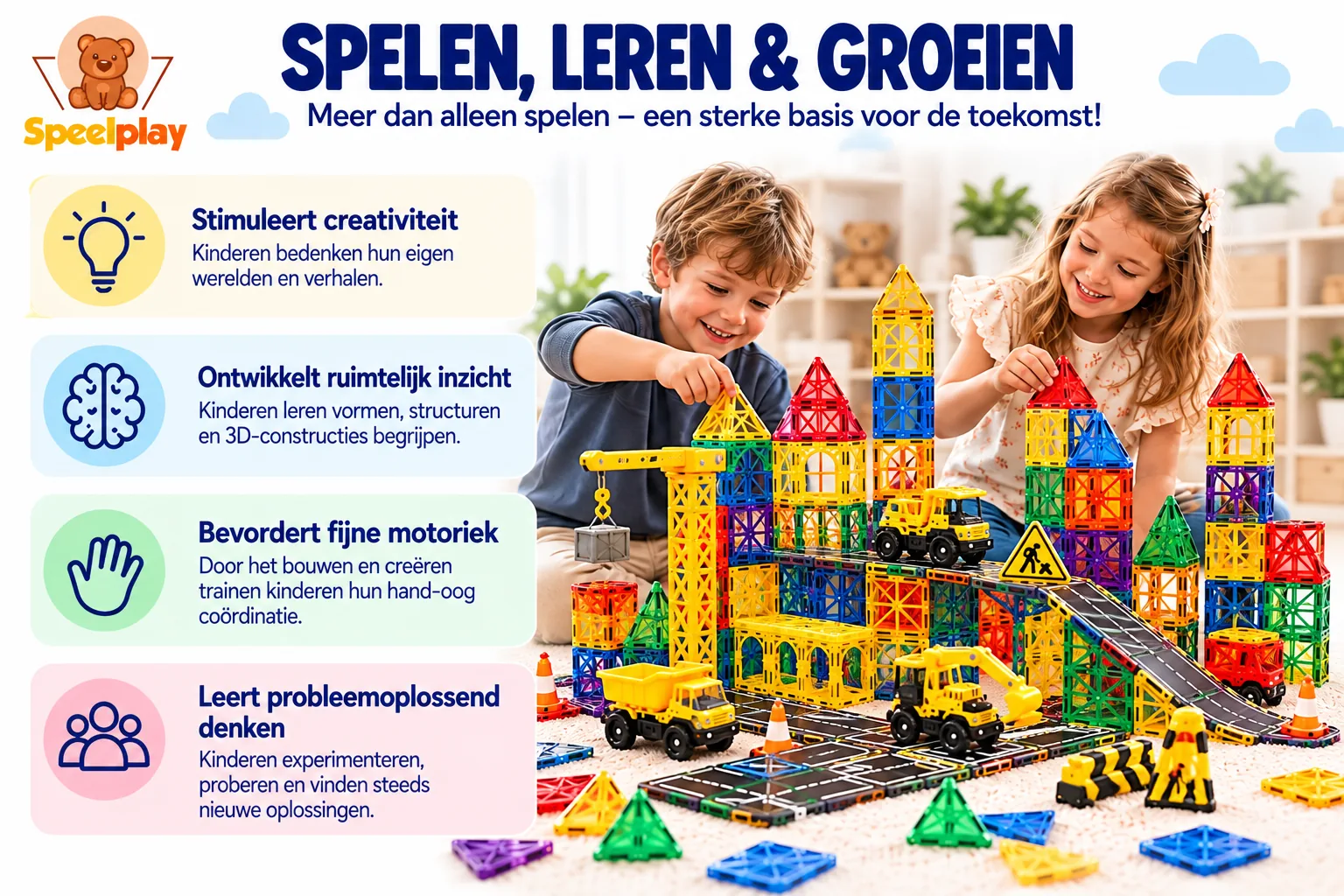 Magnetic Tiles Mega Adventure Set met Wegen & Voertuigen – 236-delig - Afbeelding 6