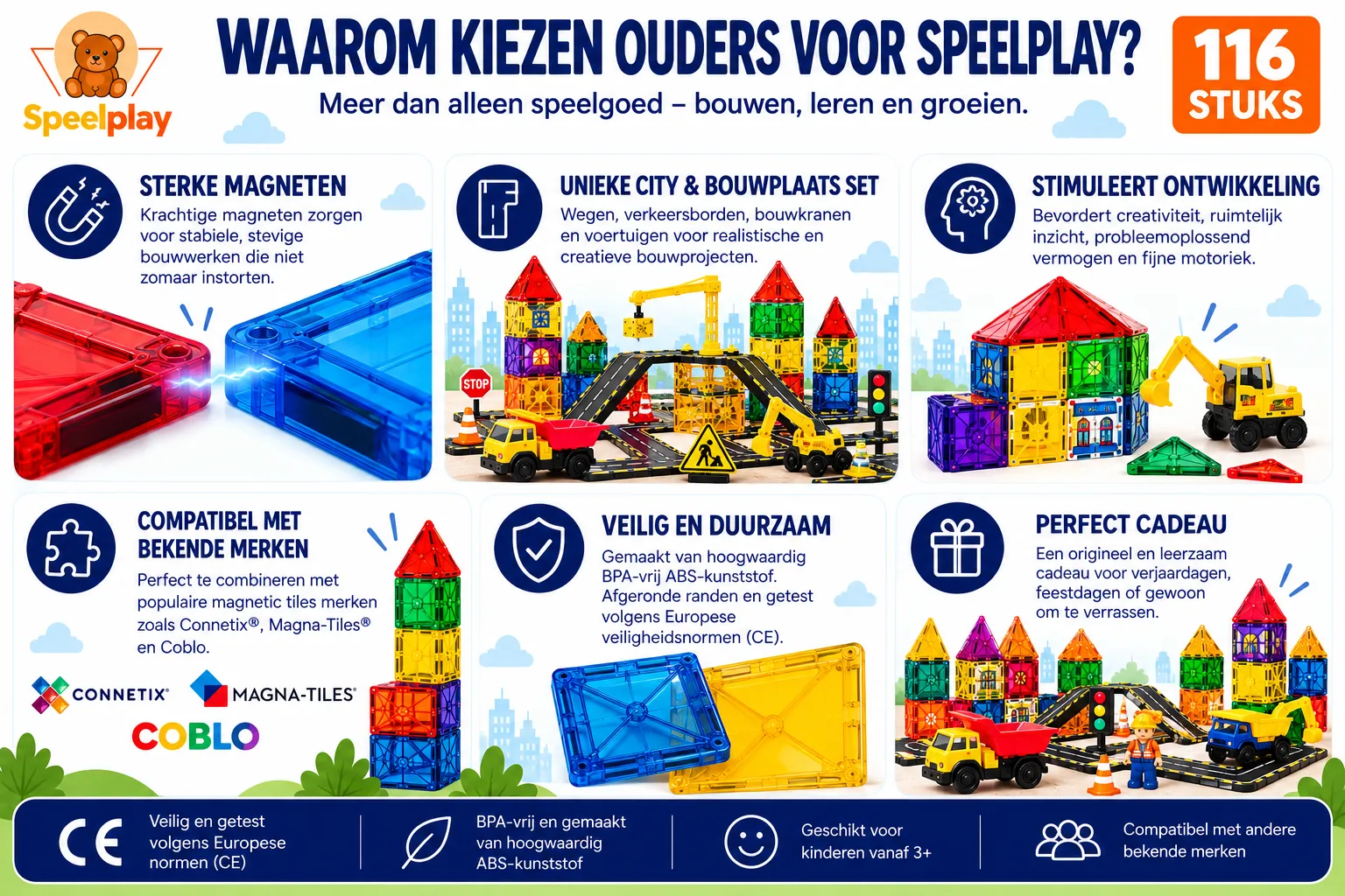 Magnetic Tiles City Set – 116 Pieces - Image 4