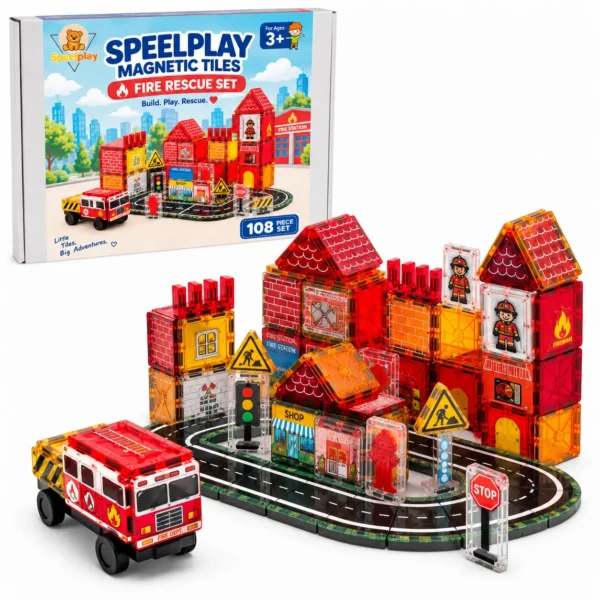 Speelplay Magnetic Tiles brandweer set 108-delig
