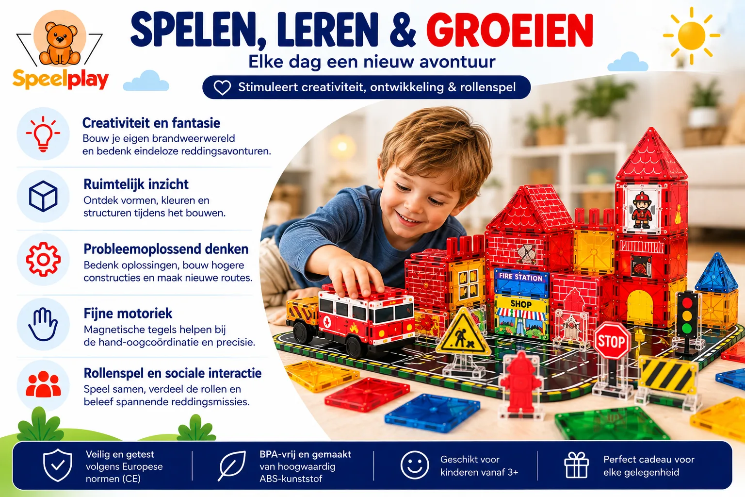 Magnetic Tiles Firefighter Set – 108 Pieces - Image 5